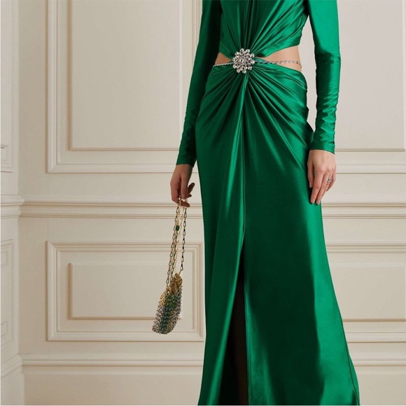 Paco Rabanne Long Sleeve Maxi Dress Emerald Green- Size 36. Worn once. - Picture 2 of 7